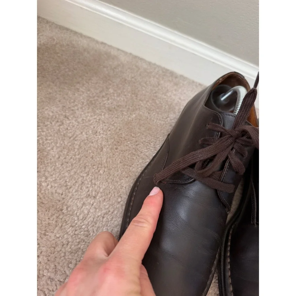 John Varvatos Men's Shoes Leather Derby Oxford Made in Italy Brown size 8